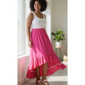 Farmhouse Frocks Pink High Low Midi Skirt NEW size XL